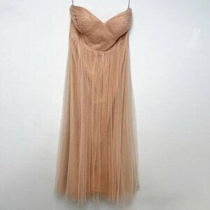 Jenny Yoo Collection Maia Bridesmaid Dress 16 Peach Pink Strapless Tulle Chiffon
